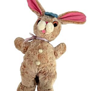 Vintage Commonwealth Toy Co Plush Bunny Rabbit Blue Hat Pink Ears Brooklyn 16"